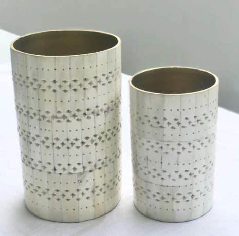 Bone Inlay Vase in Ivory Lace