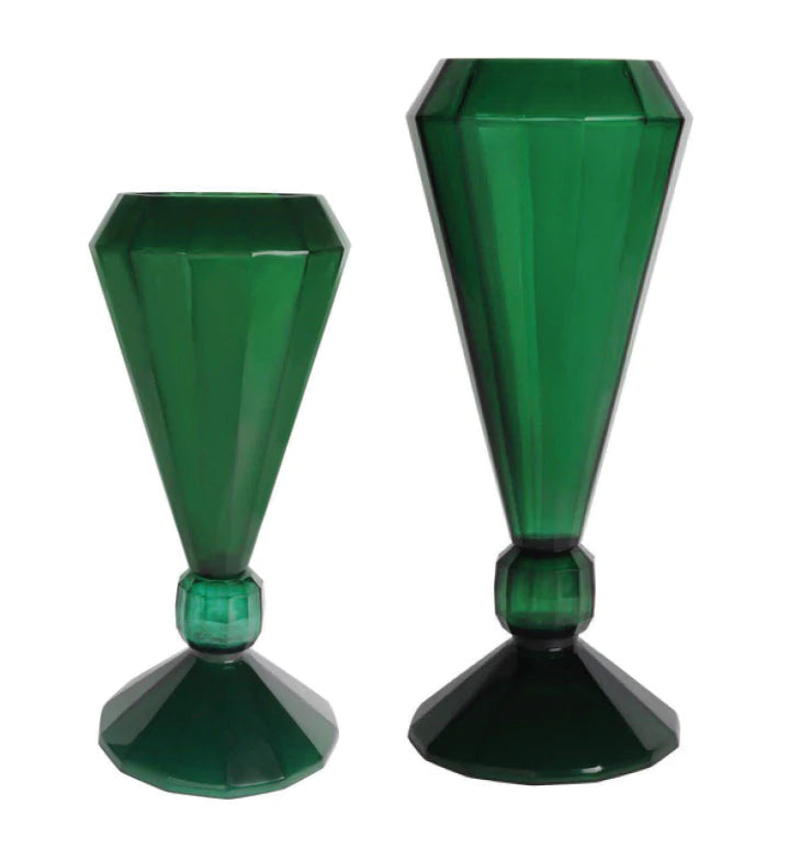 Deco Crystal Vase in Green