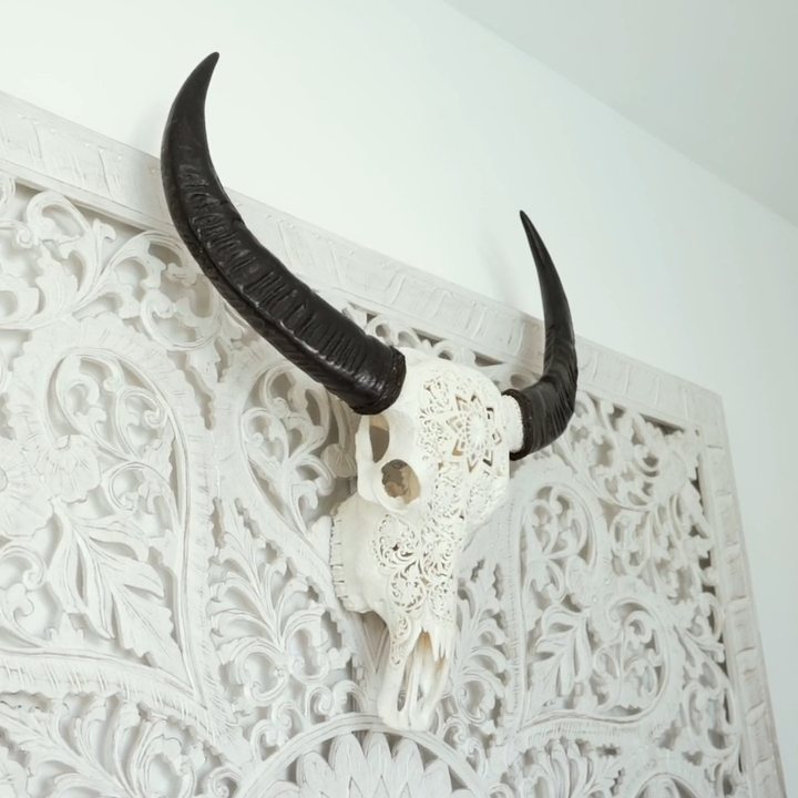 Etched Buffalo Skull