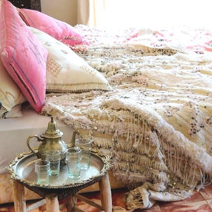 Genuine Moroccan Cactus Silk Cushion in Cream