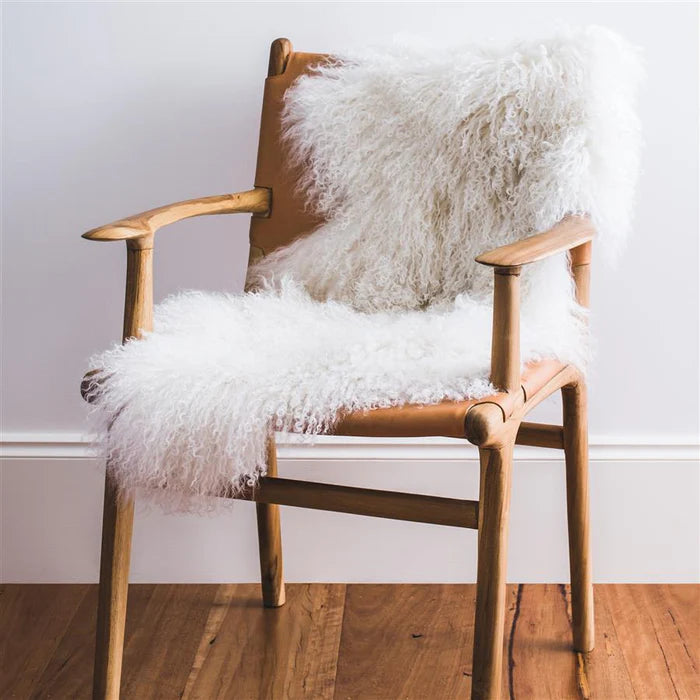 Mongolian  Sheepskin Rug/Throw in White