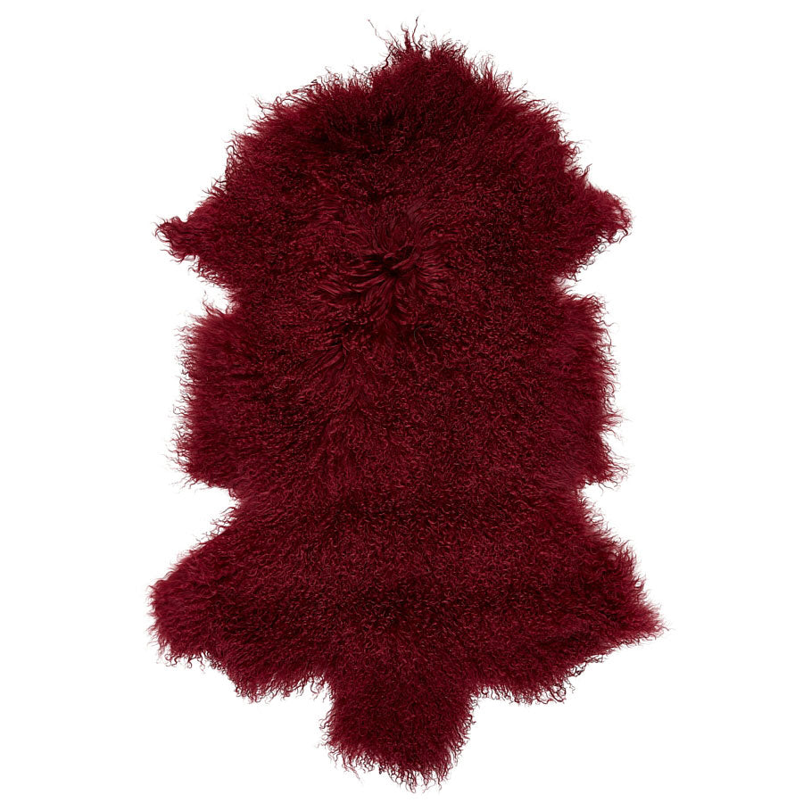 Mongolian  Sheepskin Large Rug/Throw in Wine