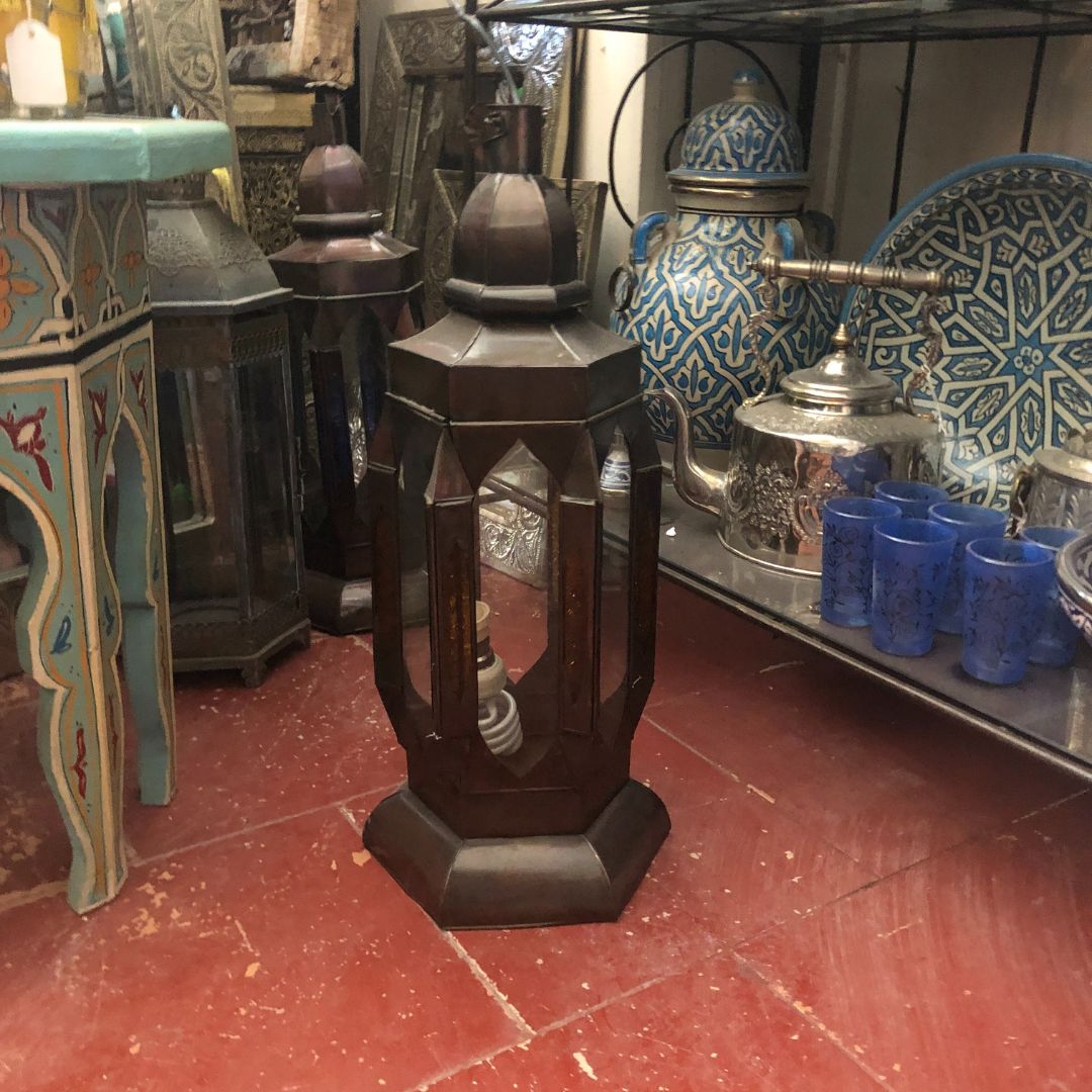 Tangier Standing/Hanging Lantern with Gold Glass Panels
