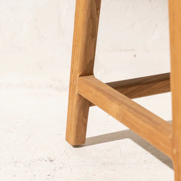 Cree Teak Stool with Vintage Leather Pad
