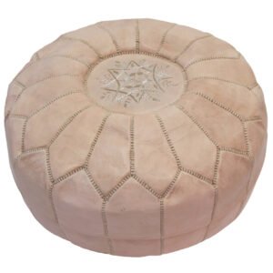 Moroccan Leather Pouffe in Nude