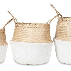 Set Of 3 Foldable Storage Baskets in White