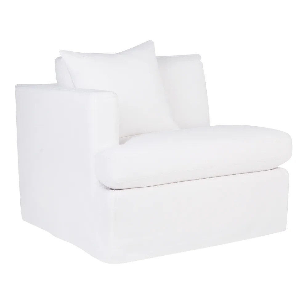 Birkshire Slip Cover Corner Seat Chair in White Linen