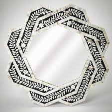 Mother of Pearl Inlay Twist Mirror in Black