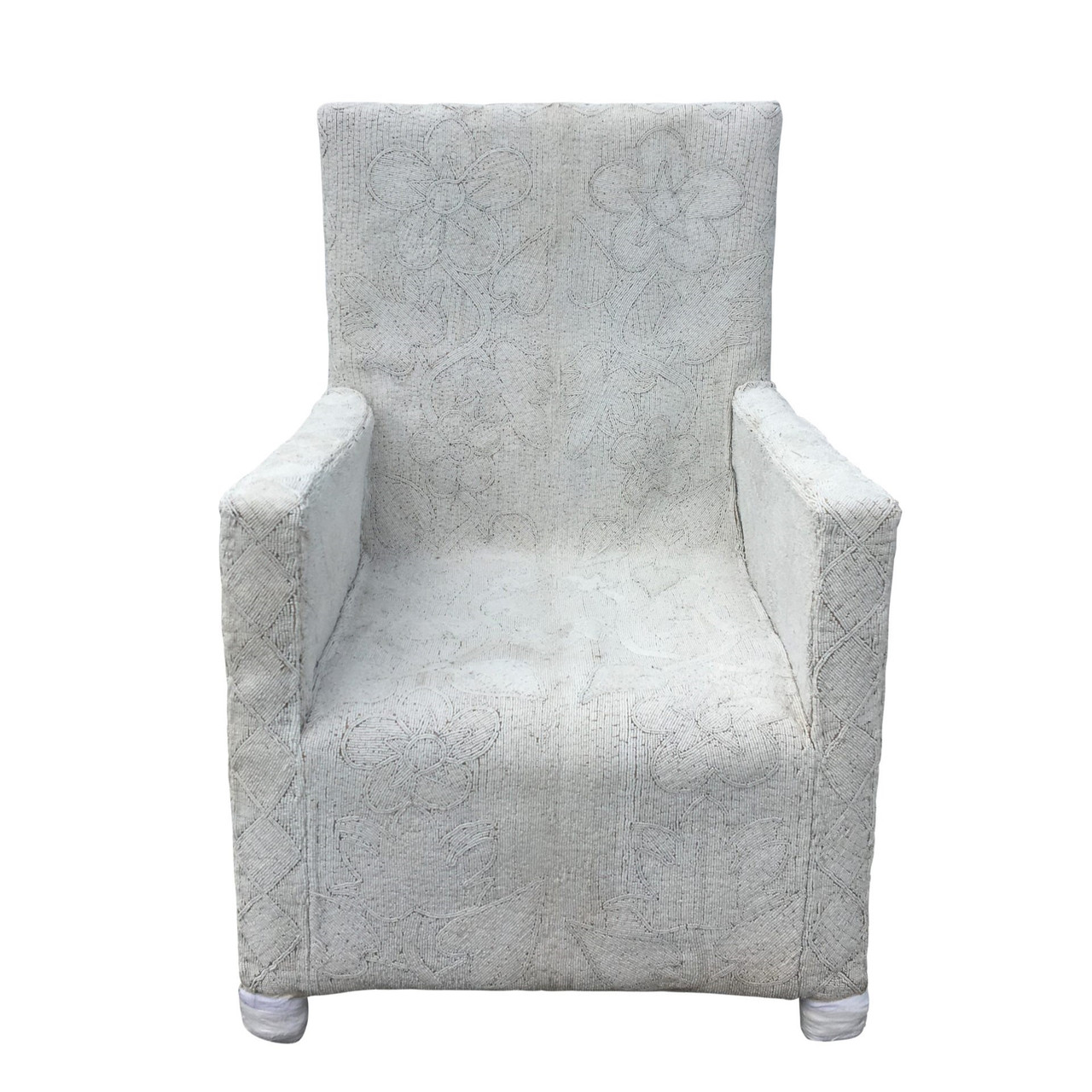 Nigerian Beaded Chair in White