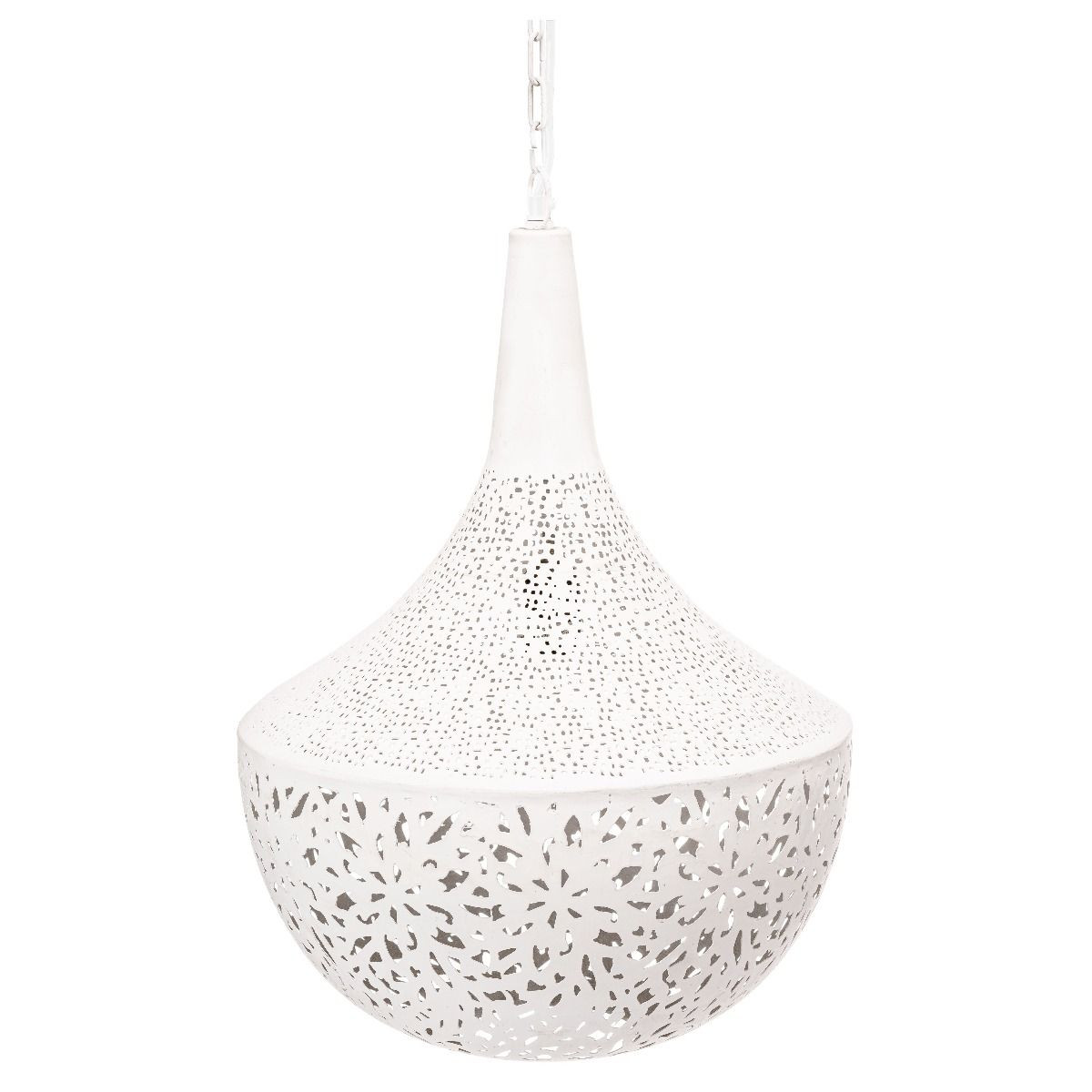 Etched Flower Large Pendant Light in White
