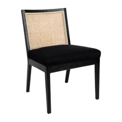 Kane Black Rattan Dining Chair Black Linen