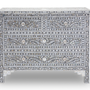 Mother of Pearl Inlay 4 Drawer Chest in Grey