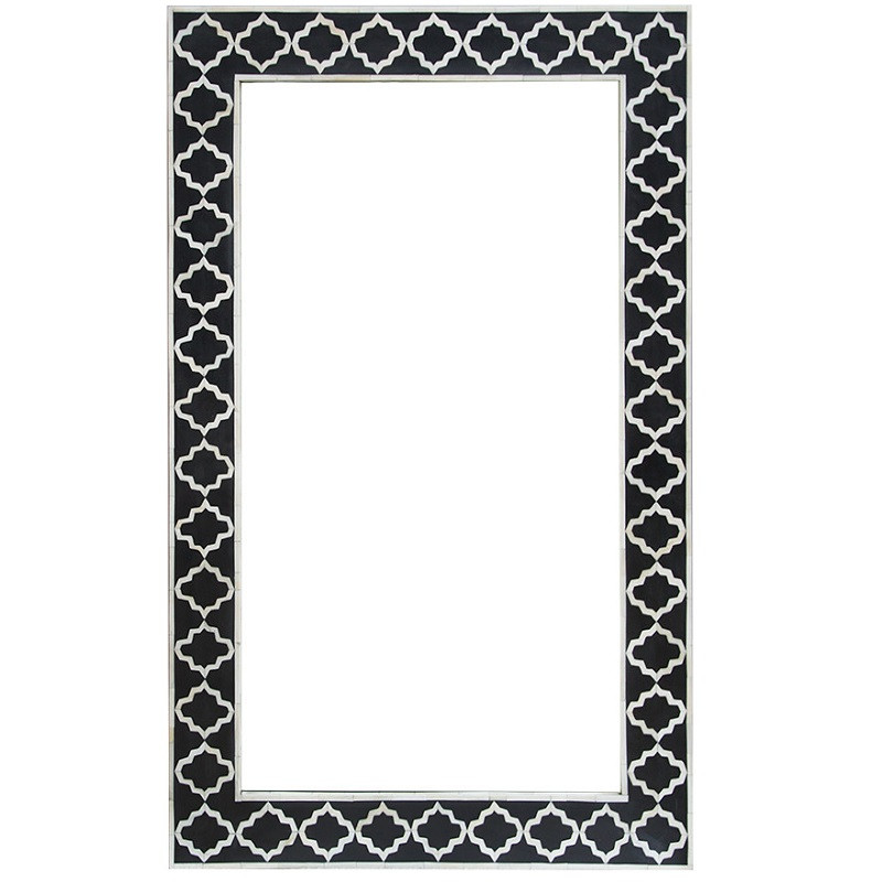Bone Inlay Moroccan Rectangular Mirror in Black