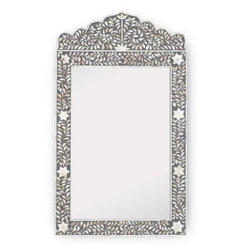 Mother of Pearl Inlay Crested Mirror in Grey